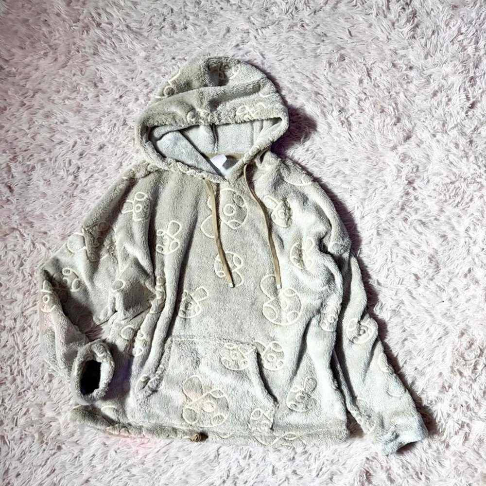 Mushroom Hippie Stoner Indie Cottage Core Whimsical Plush Hoodie Womens XL Boho